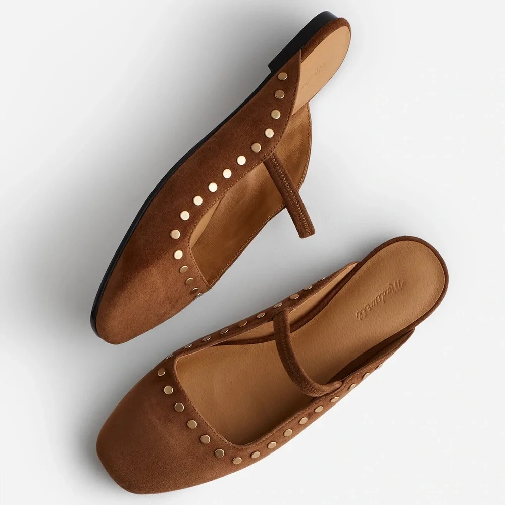 Madewell The Greta Ballet Flat Mule in aged cognac size 9.5